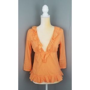 Vintage Juicy Couture Orange Ruffles Top Medium